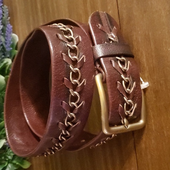 Royal Rose leather and chain belt - Picture 1 of 4